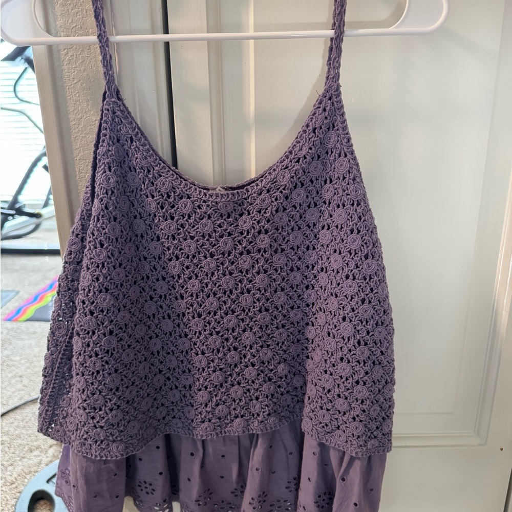 L Love Elegant Purple Crochet Camisole Top size Medium